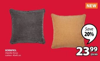 JYSK Hornfiol chenille throw cushion offer
