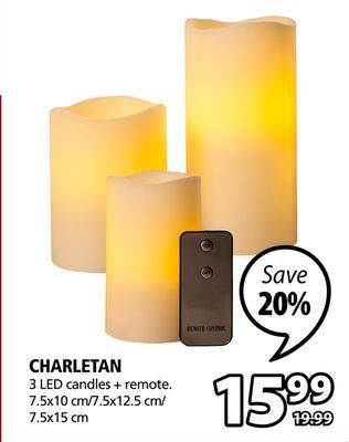 JYSK Charletan 3 led candles + remote offer