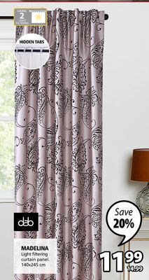 JYSK Madelina light filtering curtain panel offer