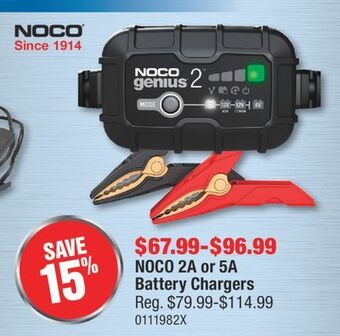 PartSource Noco 2a or 5a battery chargers offer