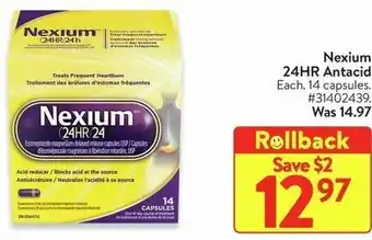 Walmart Nexium 24HR Antacid 14 Capsules offer