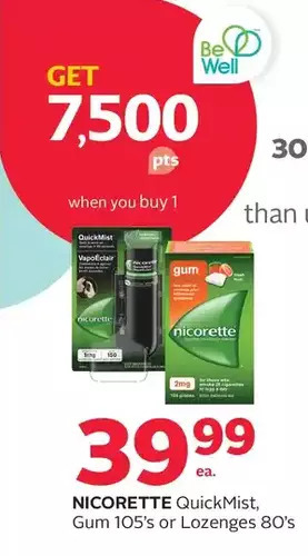 Rexall Nicorette quickmist, gum or lozenges offer
