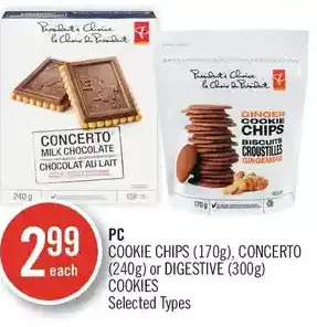 Shoppers Drug Mart Pc cookie chips, concerto or digestive cookies offer