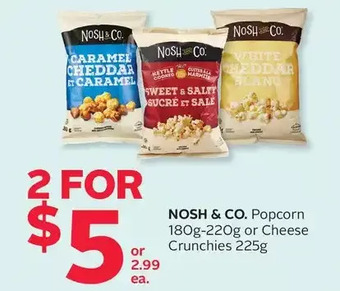Rexall Nosh & co. popcorn or cheese crunchies offer