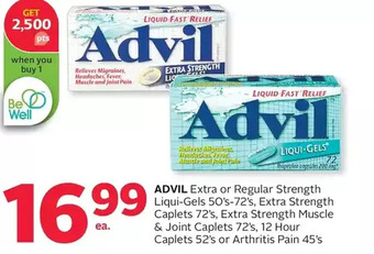 Rexall Advil extra or regular strength liqui-gels, extra strength caplets, extra strength muscle & joint caplets, 12 hour caplets or offer