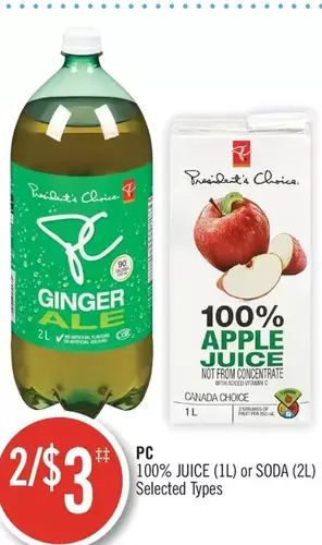 Shoppers Drug Mart Pc 100% juice or soda offer
