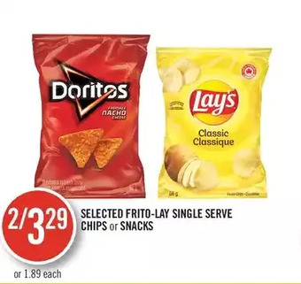 Shoppers Drug Mart Frito-lay single serve chips or snacks offer