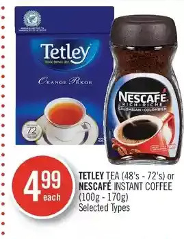 Shoppers Drug Mart Tetley tea or nescafé instant coffee offer