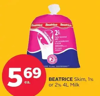 Rexall Beatrice skim, 1% or 2% milk offer
