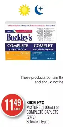 Shoppers Drug Mart Buckley's mixture or complete caplets offer