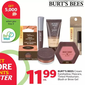 Rexall Burt's bees cream eyeshadow, mascara, tinted moisturizer, blush or brow gel offer
