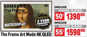2001 Audio Video Samsung the frame art mode 4k qled offer