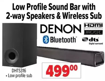 2001 Audio Video Denon low profile sound bar with 2-way speakers & wireless sub offer