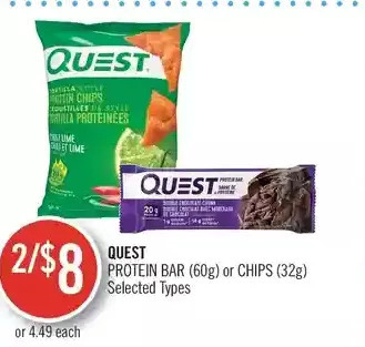 Shoppers Drug Mart Quest protein bar or chips offer
