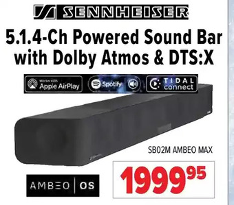 2001 Audio Video Sennheiser 5.1.4-ch powered sound bar with dolby atmos & dts:x offer