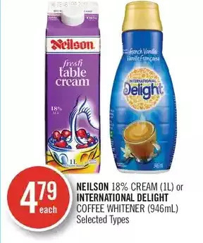 Shoppers Drug Mart Neilson 18% cream or international delight coffee whitener offer