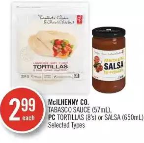 Shoppers Drug Mart Mcilhenny co. tabasco sauce, pc tortillas or salsa offer