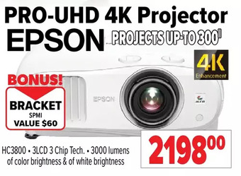 2001 Audio Video Epson pro-uhd 4k projector offer