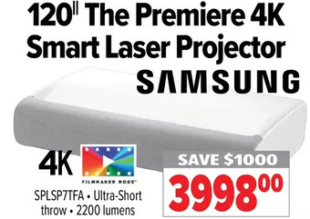 2001 Audio Video Samsung 120" the premiere 4k smart laser projector offer