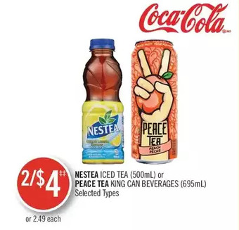 Shoppers Drug Mart Nestea iced tea or peace tea king can beverages offer