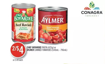 Shoppers Drug Mart Chef boyardee pasta or aylmer canned tomatoes offer