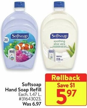 Walmart SoftSoap Hand Soap Refill offer