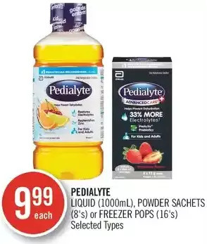 Shoppers Drug Mart Pedialyte liquid, powder sachets or freezer pops offer