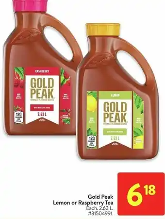 Walmart Gold Peak Lemon or Raspberry Tea 2.63L offer