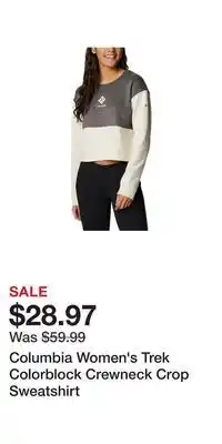 Sport Chek Columbia women's trek colorblock crewneck crop sweatshirt offer