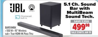 2001 Audio Video Jbl 5.1 ch. sound bar with multibeam sound tech. offer