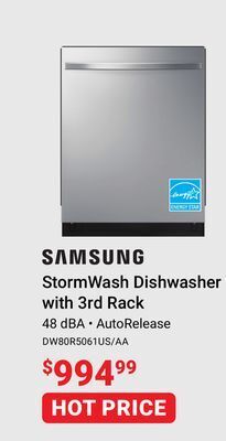 Visions Electronics Samsung stormwash dishwasher with 3rd rack offer