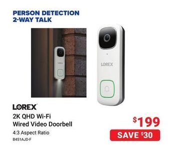 Visions Electronics Lorex 2k qhd wi-fi wired video doorbell offer