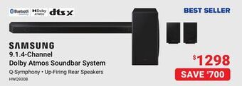 Visions Electronics Samsung 9.1.4-channel dolby atmos soundbar system offer