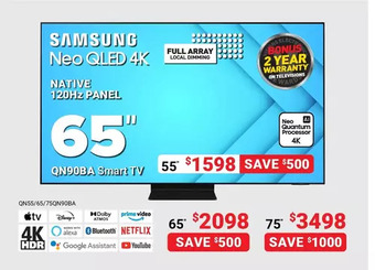 Visions Electronics Samsung 65" qn90ba smart tv offer