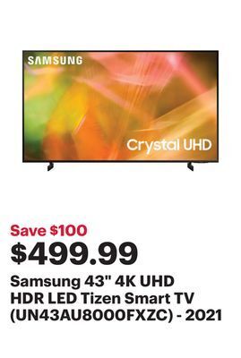 Best Buy Samsung 43" 4k uhd hdr led tizen smart tv (un43au8000fxzc) - 2021 offer