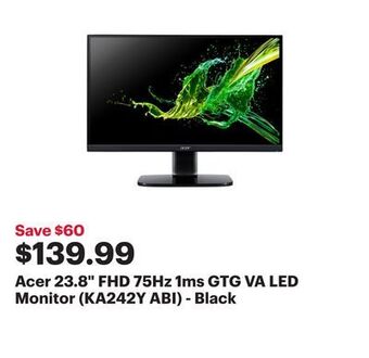 Best Buy Acer 23.8" fhd 75hz 1ms gtg va led monitor (ka242y abi) - black offer