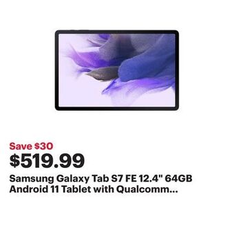 Best Buy Samsung galaxy tab s7 fe 12.4" 64gb android 11 tablet with qualcomm sm7225 8-core processor - black offer