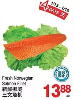 T&T Supermarket Fresh norwegian salmon fillet offer
