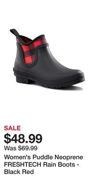 Mark's Women's puddle neoprene freshtech rain boots - black red offer