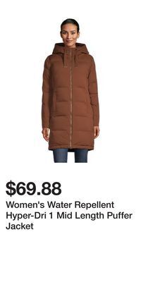 Mark's Women's water repellent hyper-dri 1 mid length puffer jacket offer