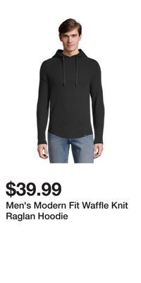 Mark's Men's modern fit waffle knit raglan hoodie offer