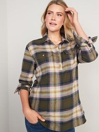 Old Navy Maternity plaid flannel boyfriend shirt offer