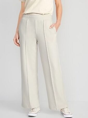 Old Navy High-waisted dynamic fleece pintucked wide-leg pants for women offer