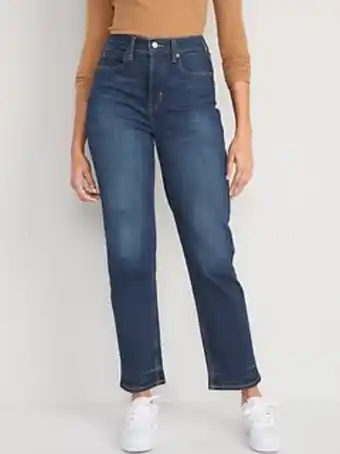 Old Navy Extra high-waisted button-fly sky-hi straight jeans for women offer
