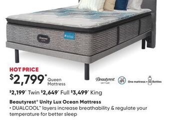 Sleep Country Beautyrest® unity lux ocean mattress offer
