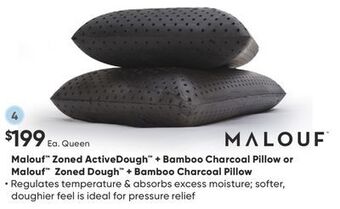 Sleep Country Malouf zoned activedough + bamboo charcoal pillow or malouf zoned dough + bamboo charcoal pillow offer