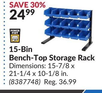 Princess Auto 15-bin bench-top storage rack offer
