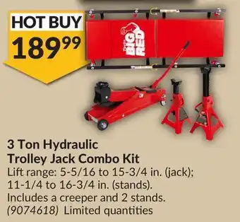 Princess Auto 3 ton hydraulic trolley jack combo kit offer