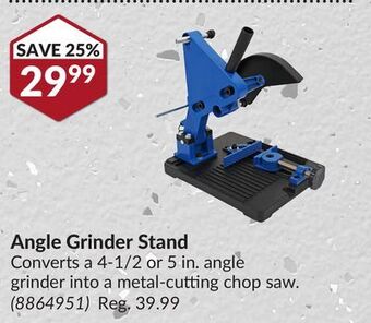Princess Auto Angle grinder stand offer