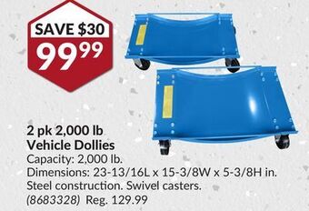Princess Auto 2 pk 2, 000 lb vehicle dollies offer